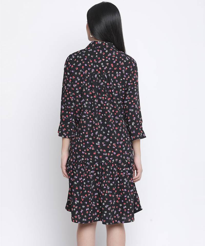Slate black floral print maternity dress