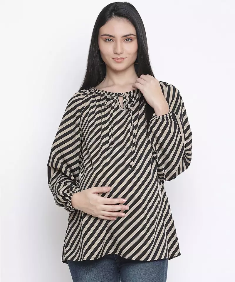 Linear line print maternity top