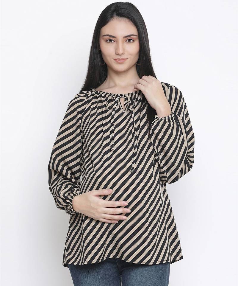 Linear line print maternity top