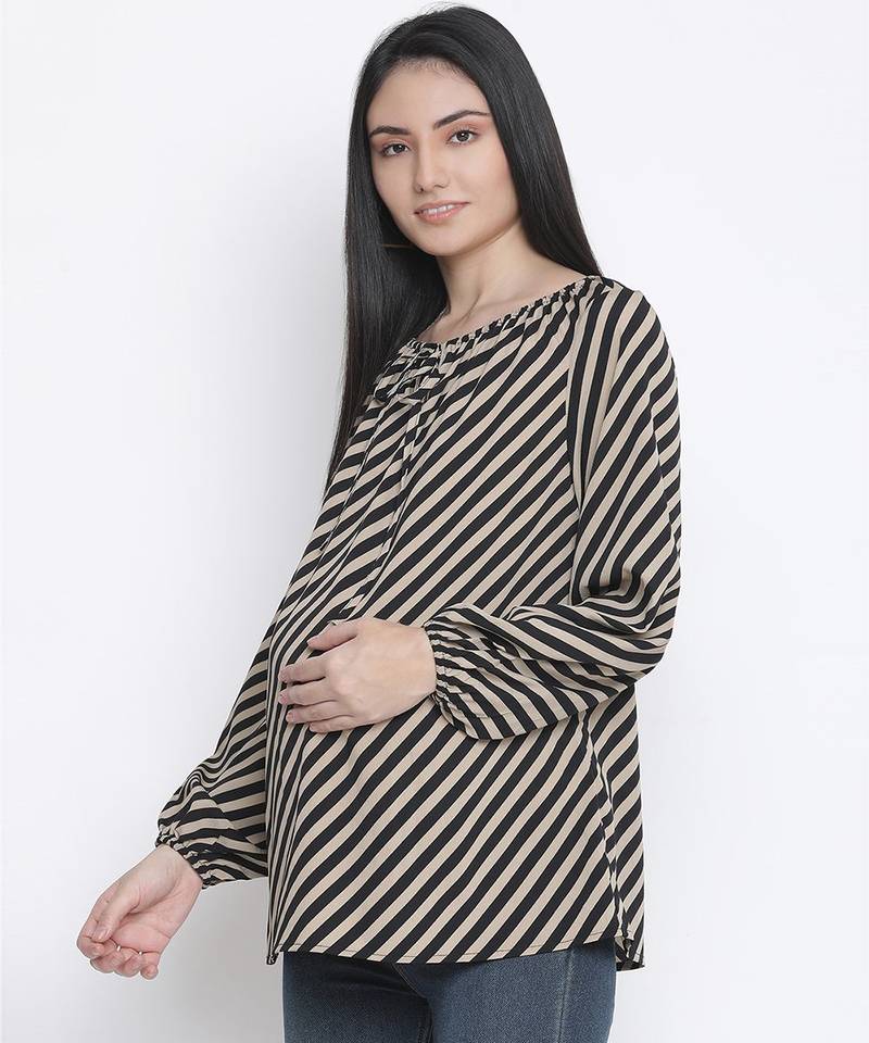 Linear line print maternity top