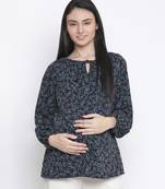 Merry black floral print maternity top