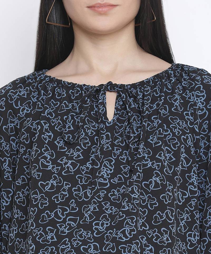 Merry black floral print maternity top