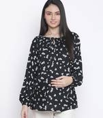 Jubiliant black floral print maternity top