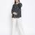 Jubiliant black floral print maternity top