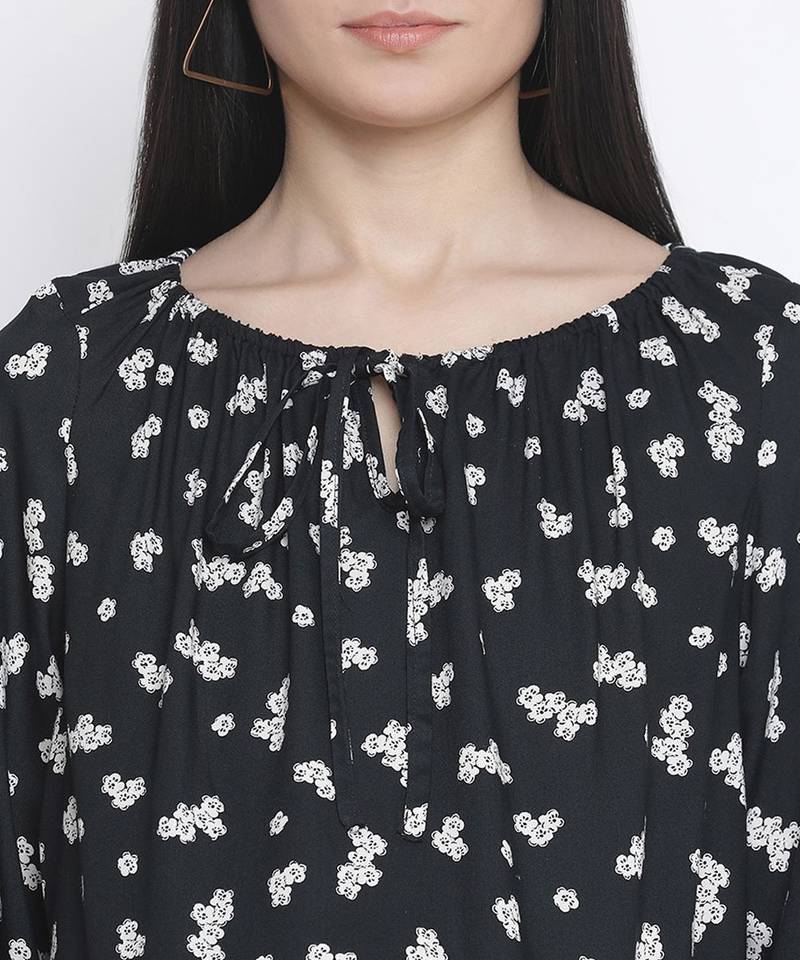 Jubiliant black floral print maternity top