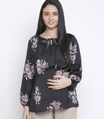 Thrilled black floral print maternity top