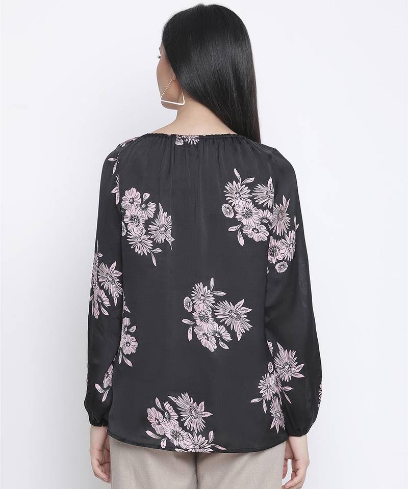 Thrilled black floral print maternity top
