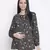 Elevated black floral print maternity top