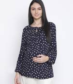 Shining blue polka print maternity  top