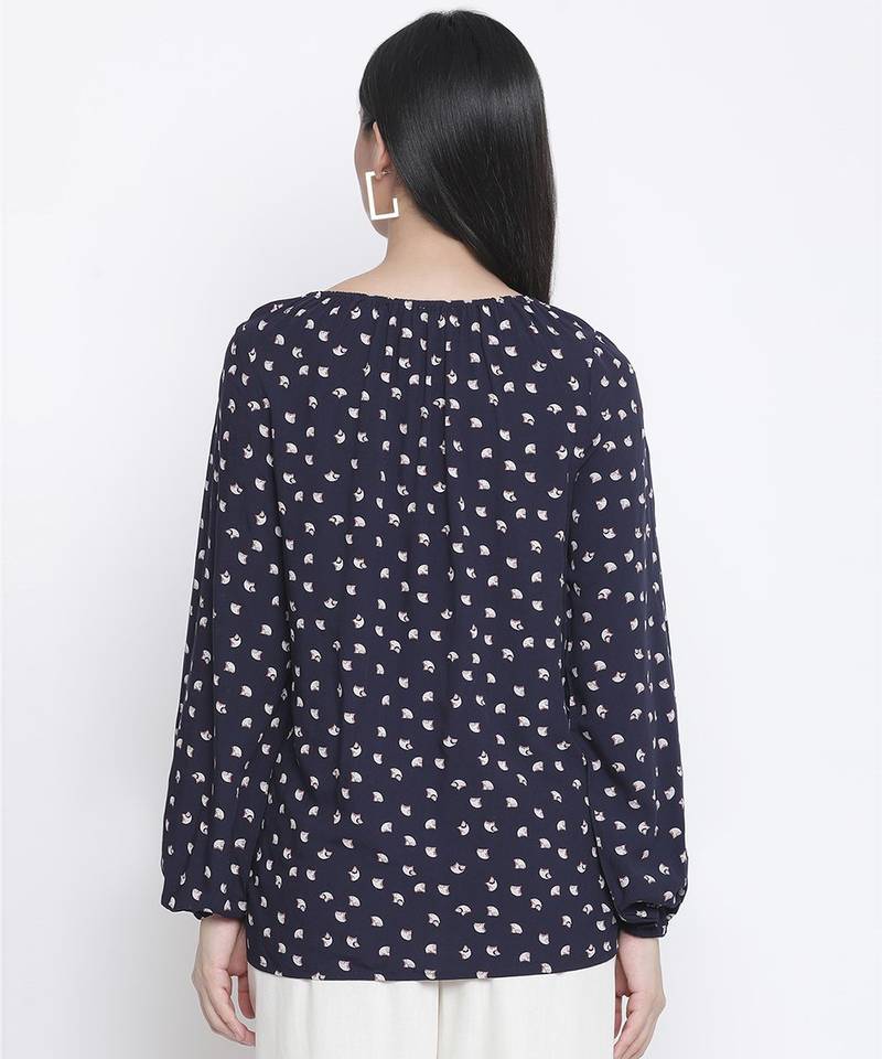 Shining blue polka print maternity  top