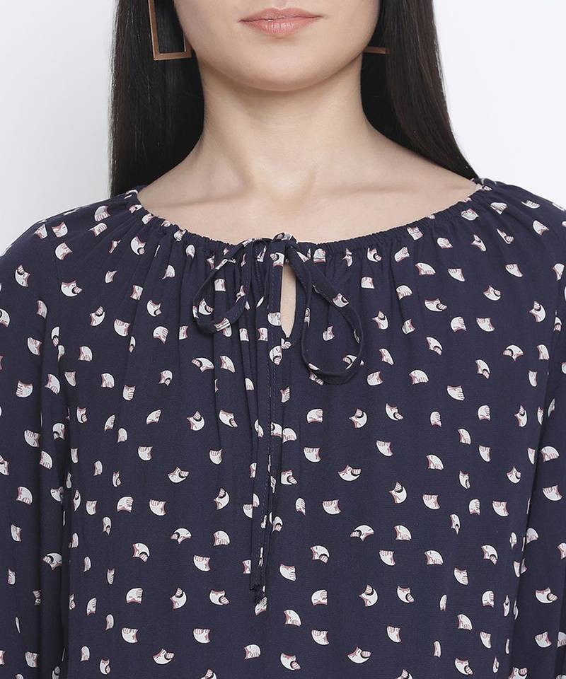 Shining blue polka print maternity  top