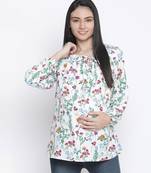 Ecstatic white floral print maternity top