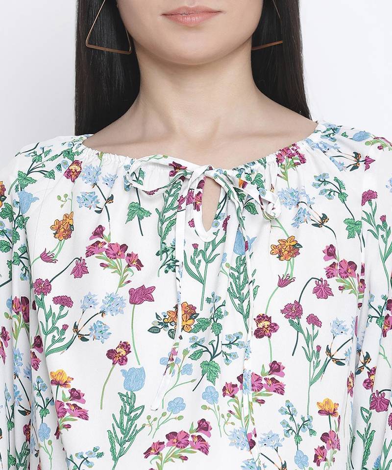 Ecstatic white floral print maternity top