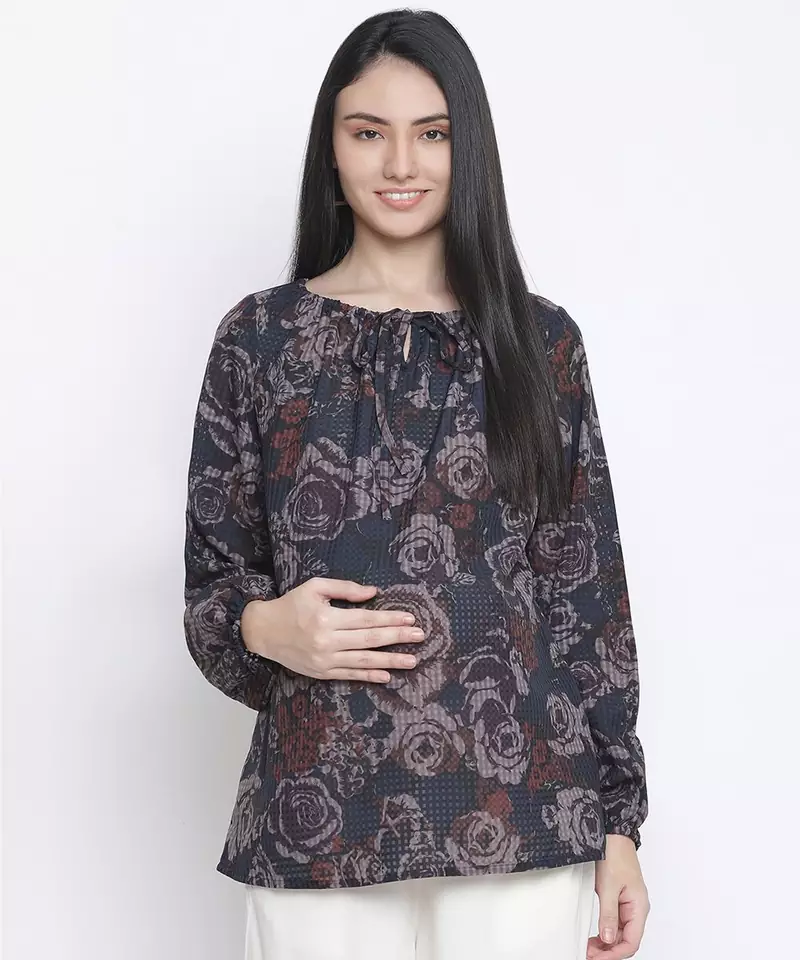 Jerry Black floral print maternity top