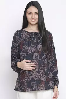 Jerry Black floral print maternity top