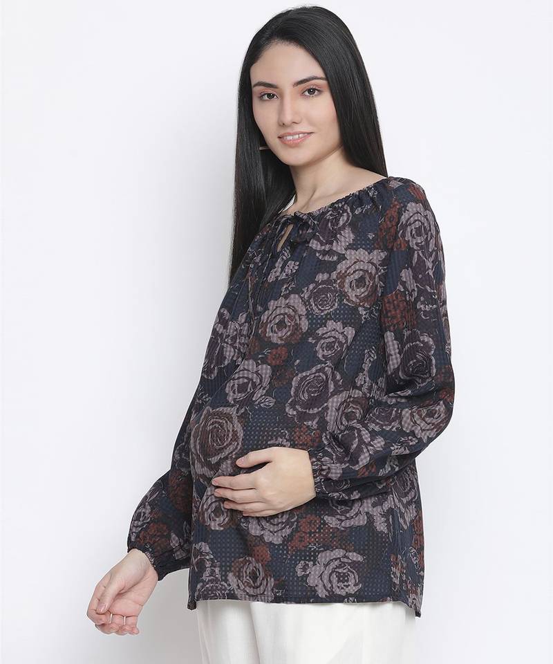 Jerry Black floral print maternity top