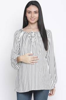 Stripes white color maternity top