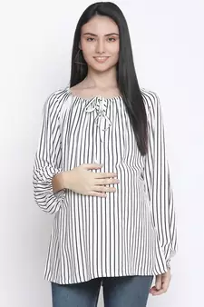 Stripes white color maternity top