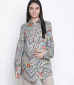 Silver Grey floral print maternity shirt