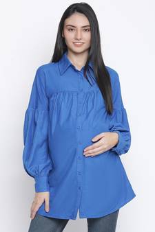 Cambridge blue maternity shirt