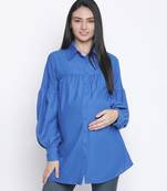 Cambridge blue maternity shirt