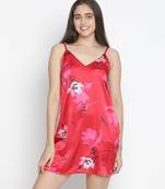 Brassing Pink satin print relaxed women nightwear dress