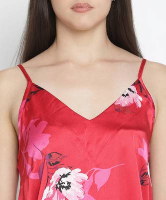 Brassing Pink satin print relaxed women nightwear dress 5