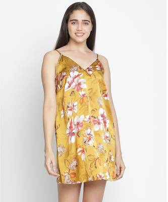 Aromatic satin print esay women nightwear dress 1