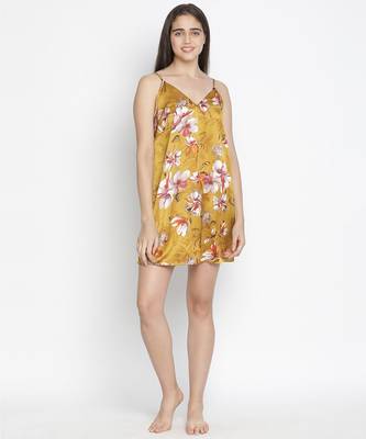 Aromatic satin print esay women nightwear dress 2