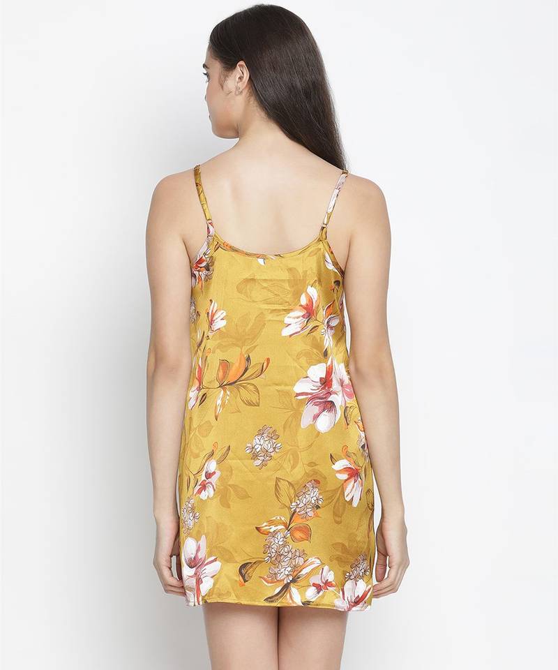 Aromatic satin print esay women nightwear dress