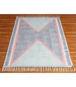 10x14 Ft Hand Block Printed Cotton Dhurrie Handmade Area Rug Morden Style