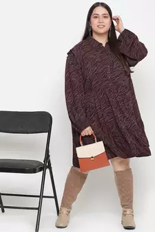 Mosh animal print wine colour plus size women dress