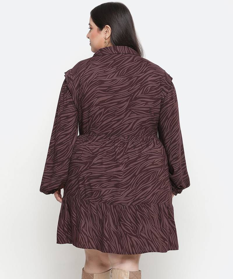 Mosh animal print wine colour plus size women dress