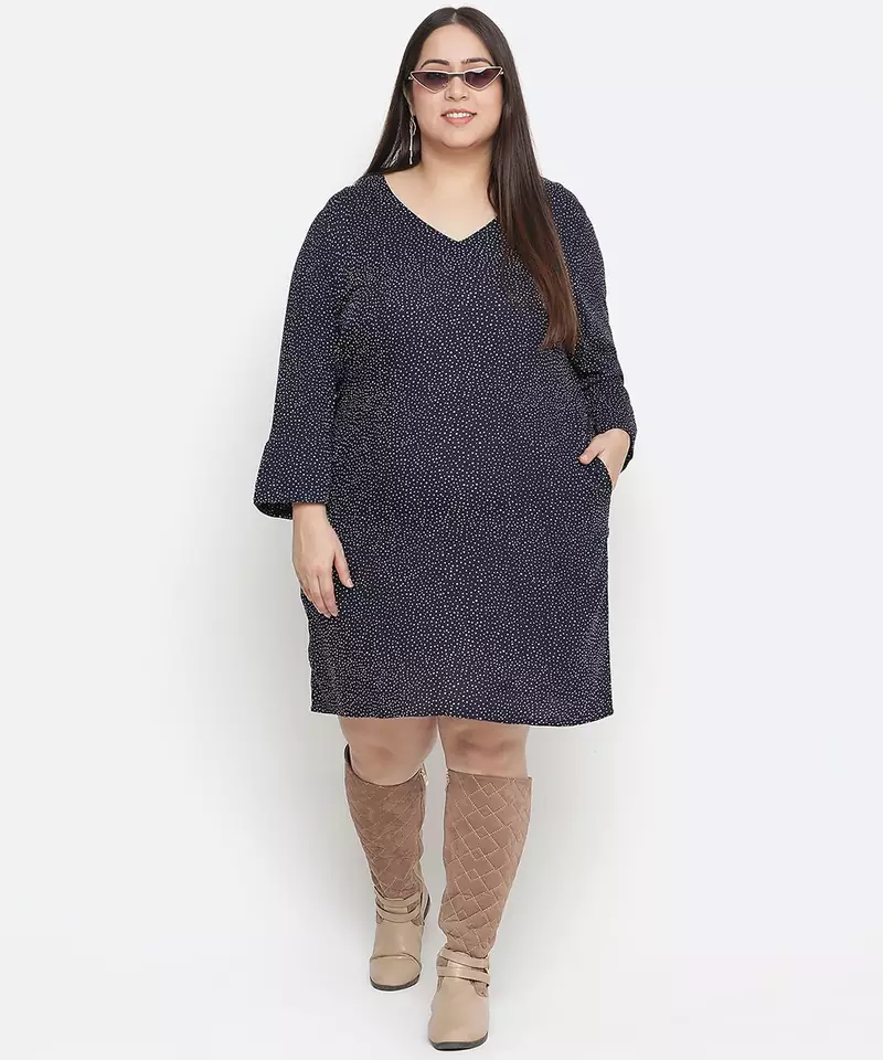 Dot print stylish plus size dress