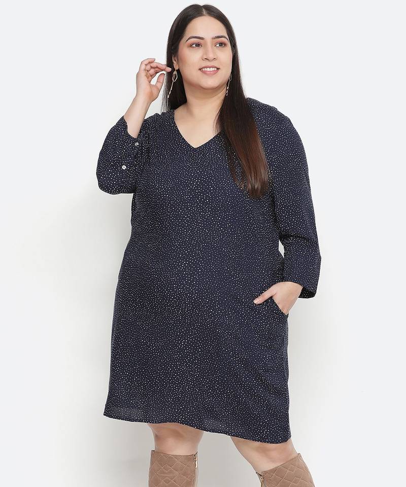 Dot print stylish plus size dress