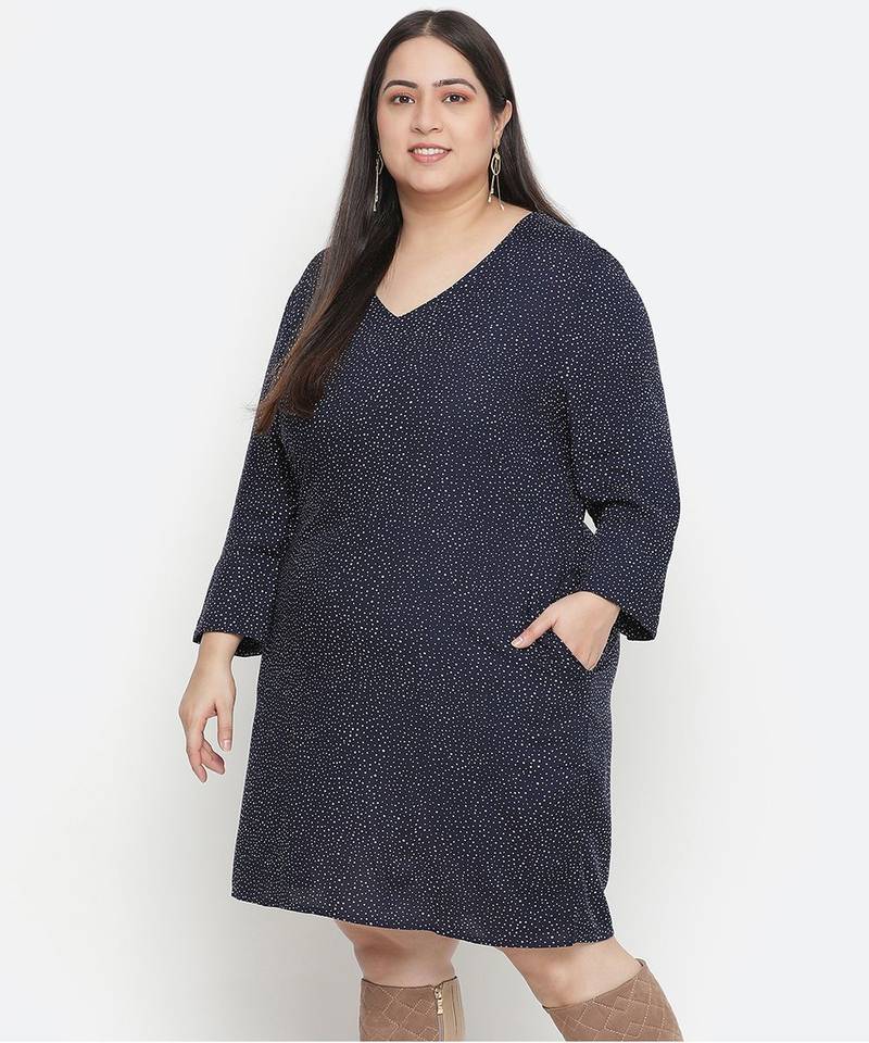 Dot print stylish plus size dress