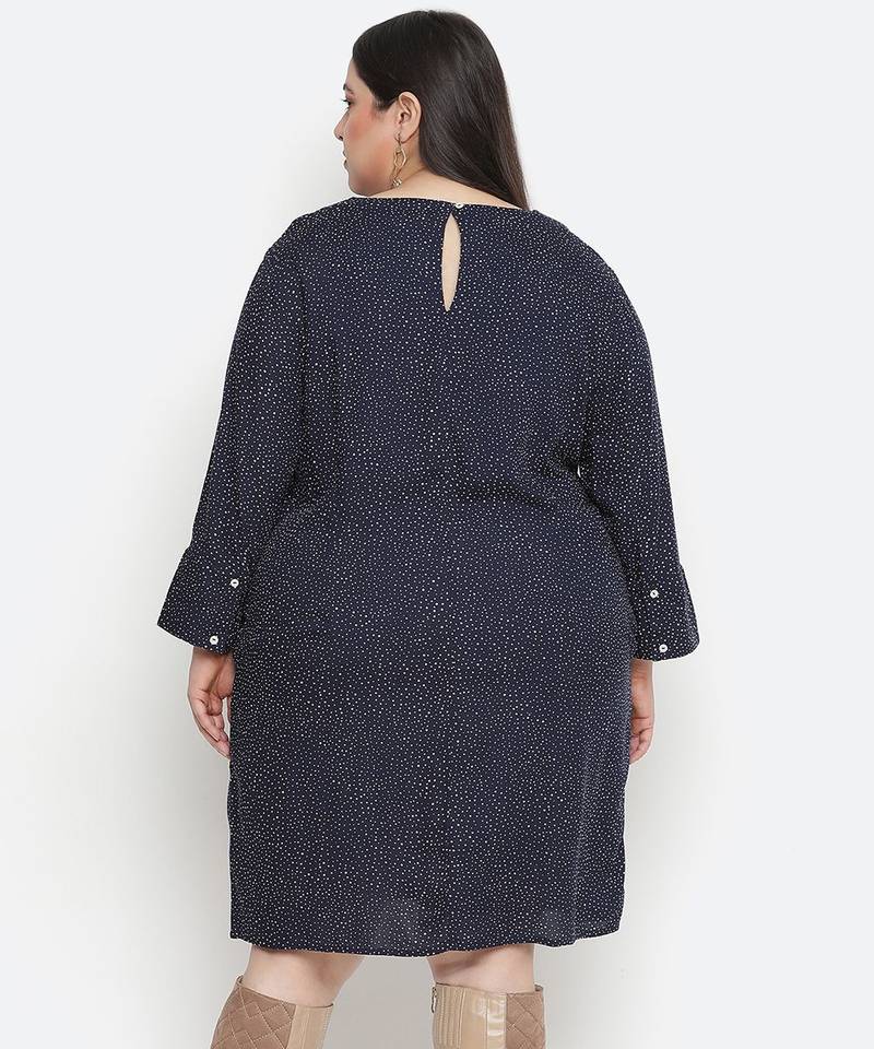 Dot print stylish plus size dress