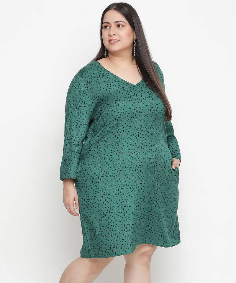 Heavenly Green printed plus size dress