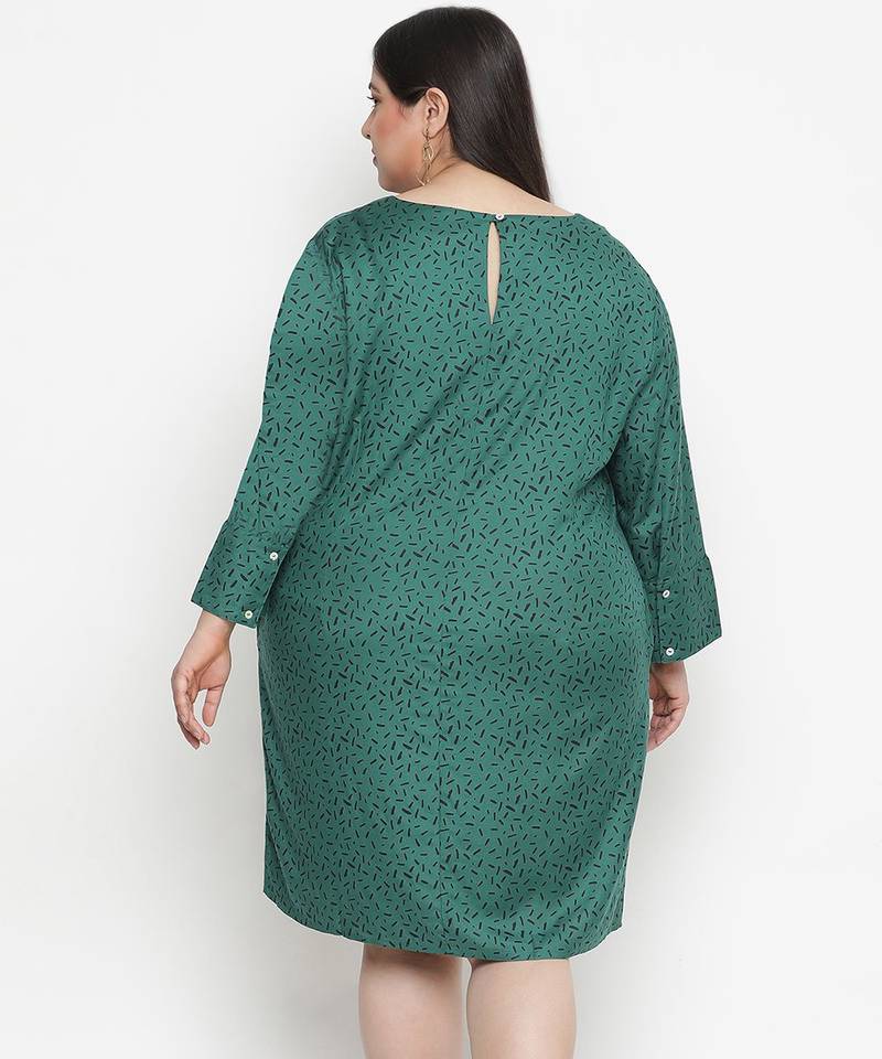 Heavenly Green printed plus size dress