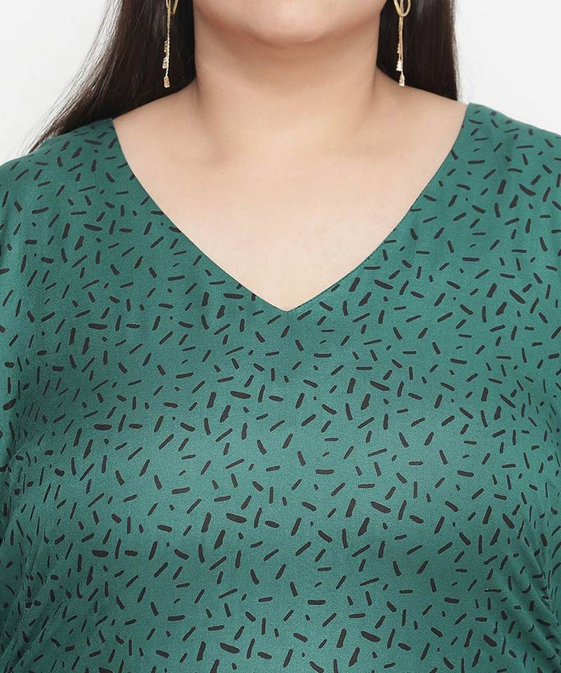 Heavenly Green printed plus size dress