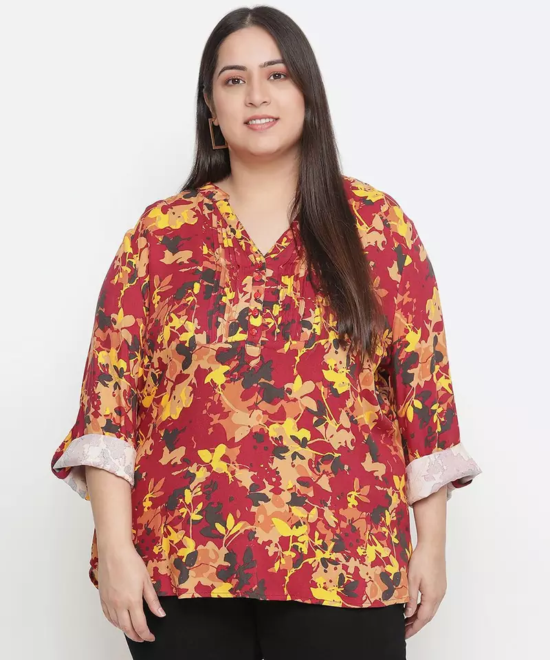 Winning multicolor floral printed plus size top