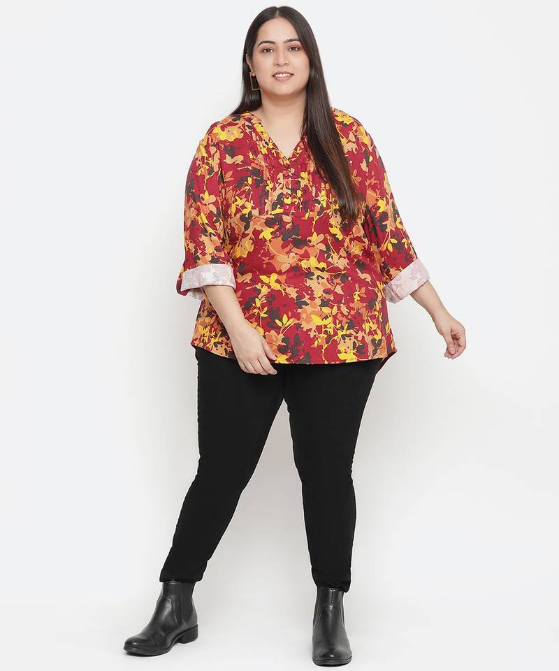 Winning multicolor floral printed plus size top
