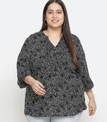 Magnectic black floral print plus zie women top