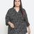 Magnectic black floral print plus zie women top