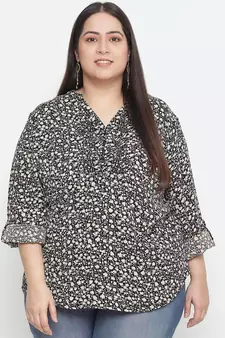 Fantastic floral print black color plus size women top