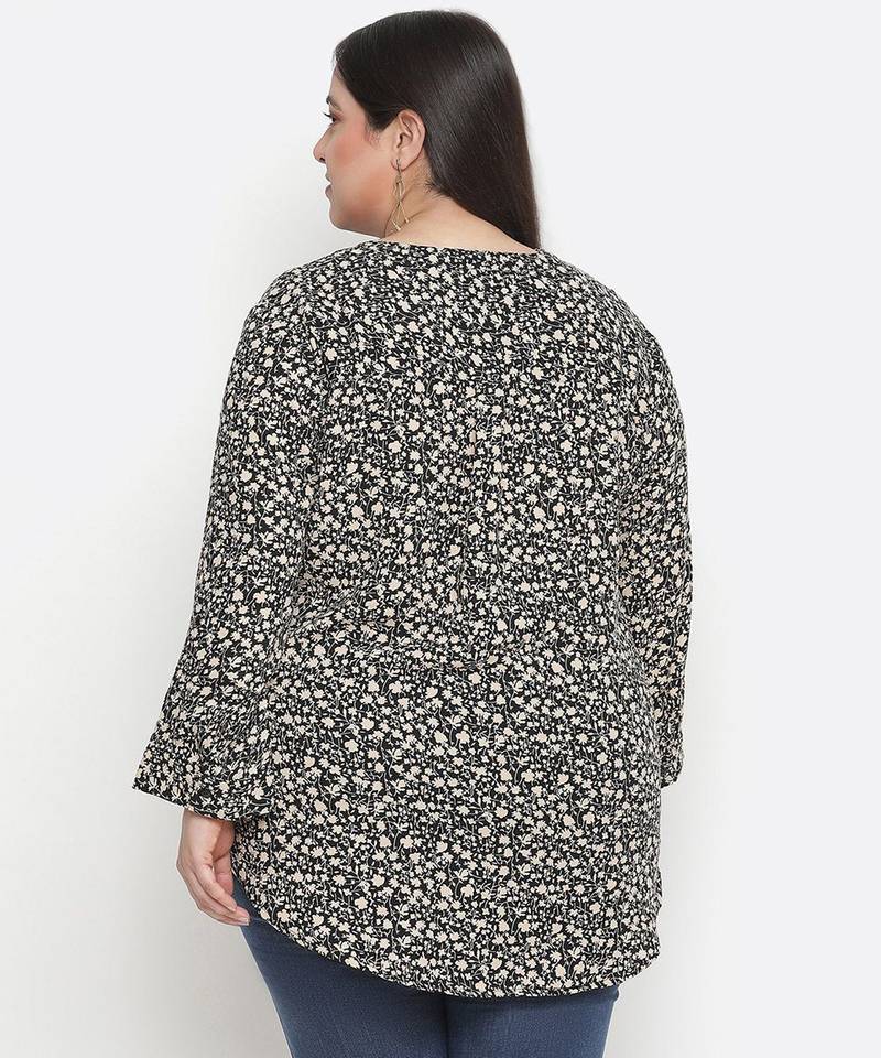 Fantastic floral print black color plus size women top