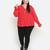 Pleasant red Schiffli embroidery plus size women top