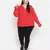 Pleasant red Schiffli embroidery plus size women top