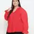 Pleasant red Schiffli embroidery plus size women top