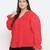 Pleasant red Schiffli embroidery plus size women top